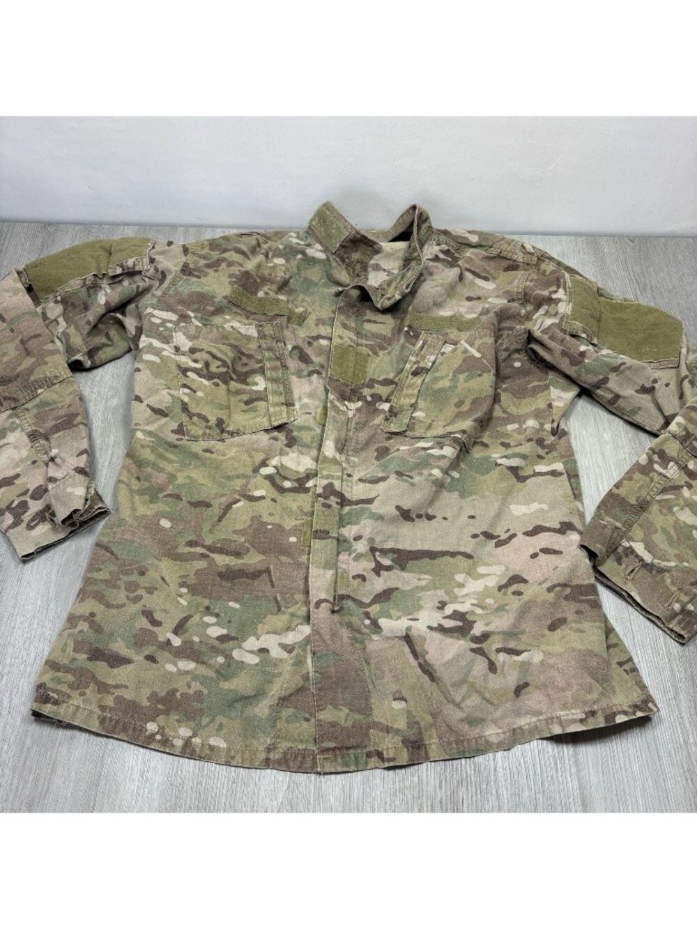 US Army Combat Uniform Jacket Mens L Long Green Brown Camo Military Field Cargo